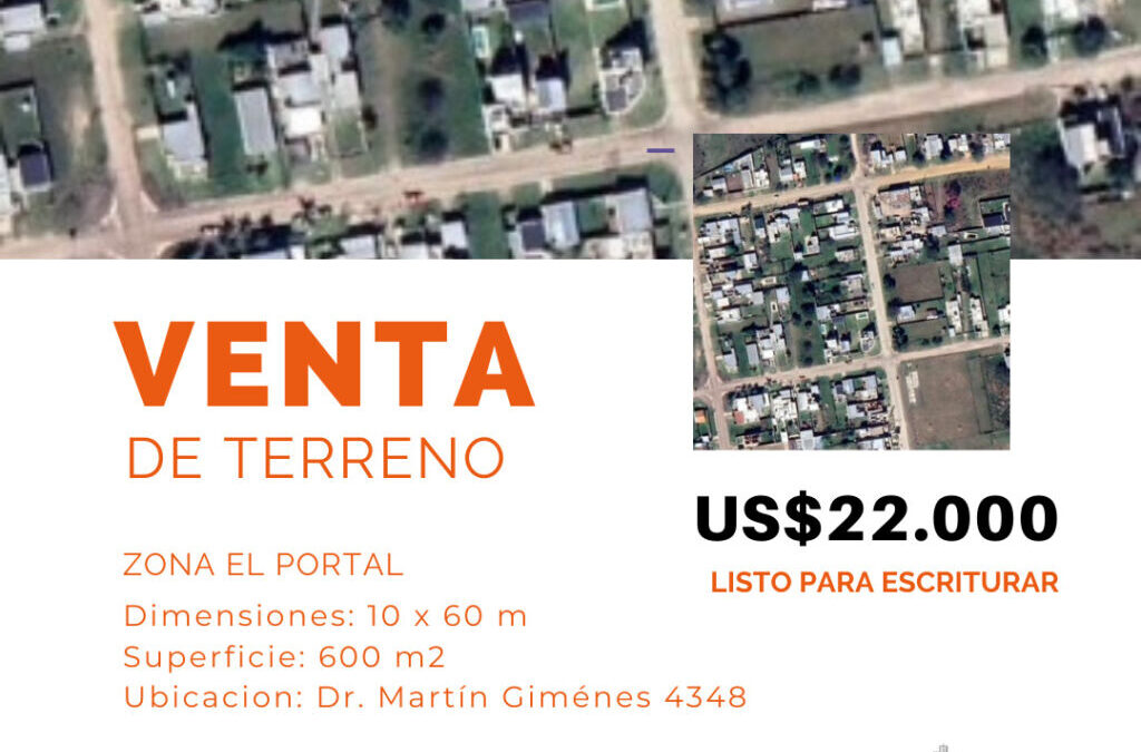 #VENTA TERRENO ZONA EL PORTAL